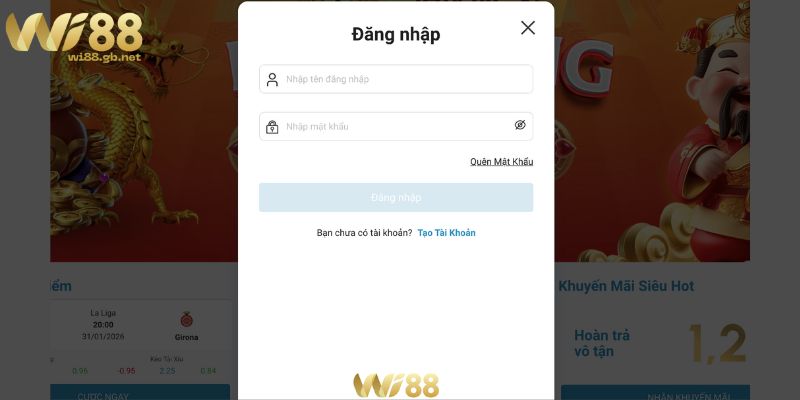 Trang chủ Hướng dẫn các bước đăng nhập WI88